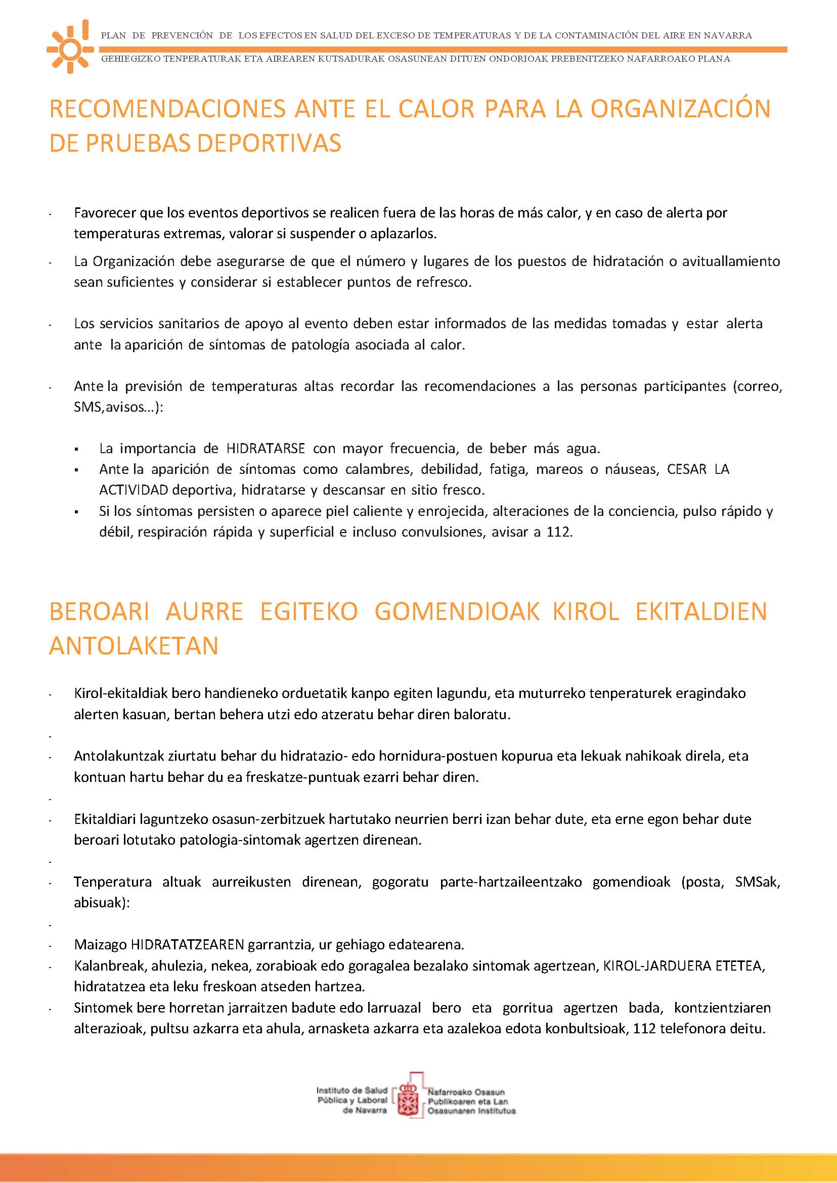 PREVENCION DE RIESTOS POR ALTAS TEMPERATURAS